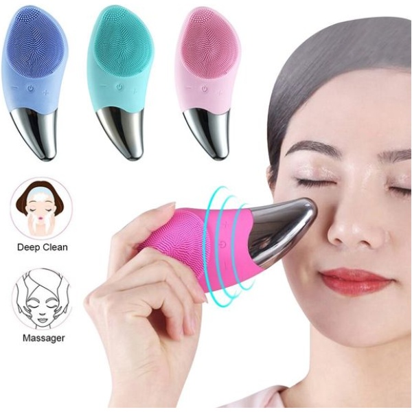 ⁦Electric Silicone Ultrasonic Facial Cleanser Brush -2Way⁩ - الصورة ⁦2⁩