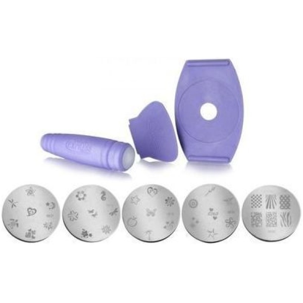 ⁦As Seen On Tv Salon Express Nail Decoration Art Stamping Kit - Purple⁩ - الصورة ⁦2⁩