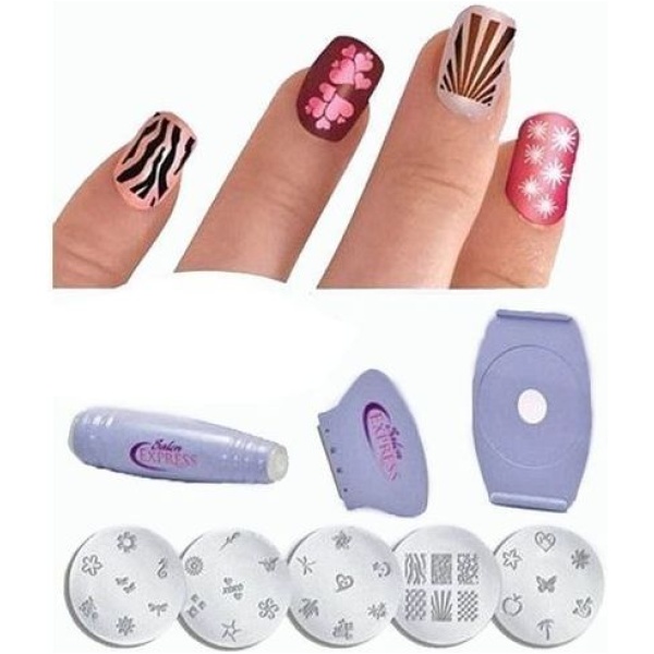⁦As Seen On Tv Salon Express Nail Decoration Art Stamping Kit - Purple⁩ - الصورة ⁦3⁩