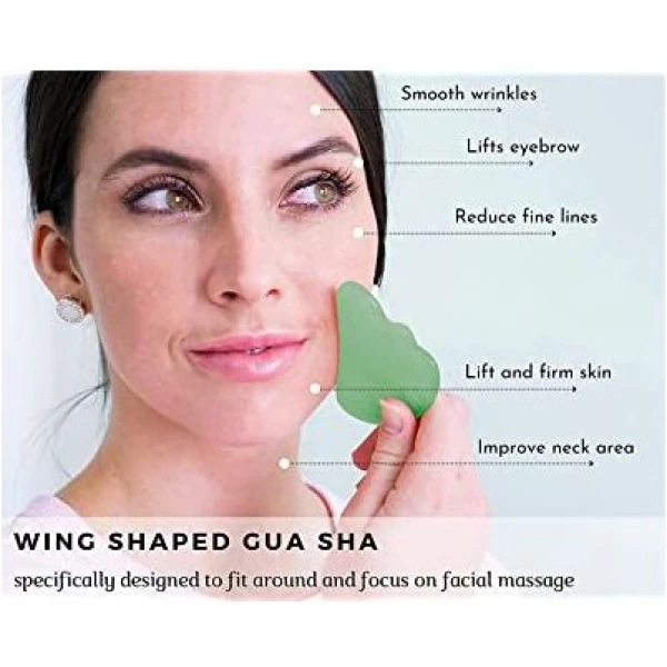 أداة جاد رولر الأصلي وجوا شا Jade Roller Gua Sha Set