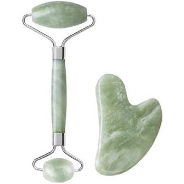 أداة جاد رولر الأصلي وجوا شا Jade Roller Gua Sha Set