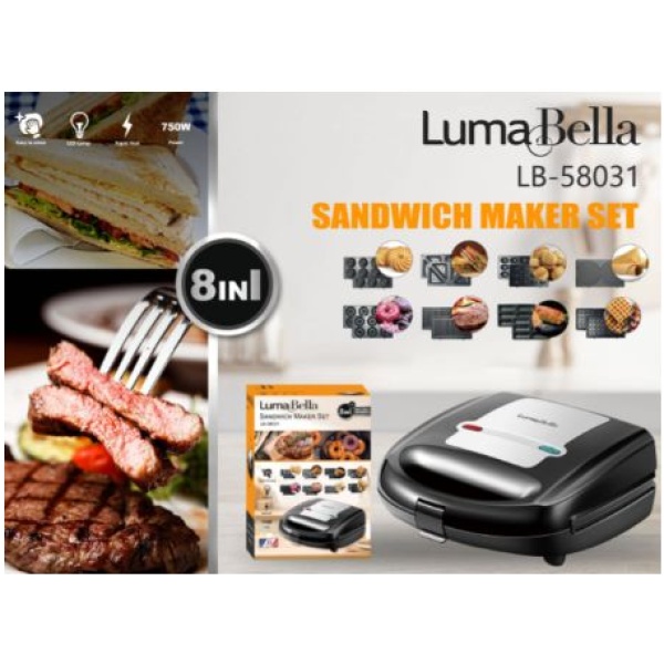 Luma Bella (750 Watt) - ساندوتش ميكر متعددة الوظائف 8 في 1 ( 58031