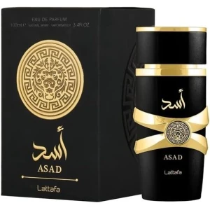 Lattafa عطر اسد من لطافة فاخر يدوم طويلا برائحة العود والمسك المنعشة من اسد، او دي بارفان، 100 مل للجنسين