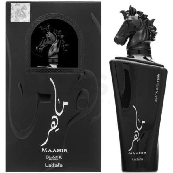 ⁦Lattafa عطر ماهر بلاك ايديشن او دو بارفان من لطافه - للجنسين⁩ - الصورة ⁦2⁩