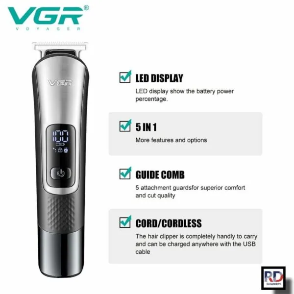 V-111-5 In 1 ماكينة حلاقة كهربائية احترافية. قابله للشحن للرجال
