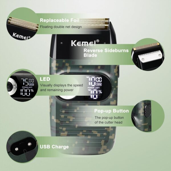 Km-2027 - ماكينة حلاقة كهربائية احترافية. قابله للشحن للرجال
