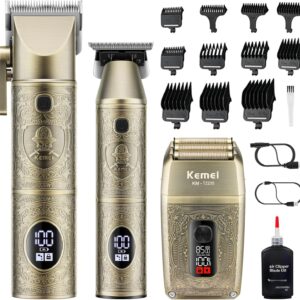 Km-2235  - ماكينة حلاقة كهربائية احترافية. قابله للشحن للرجال  3 ماكينات