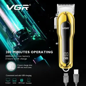 ماكينة حلاقة شعر VGR الاحترافية - V-680 مكنه بتصميم معدني وشاشة LED