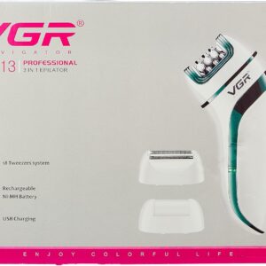 ماكينة إزالة الشعر VGR V-713 - 3 رؤوس متعددة وبطارية Ni-MH