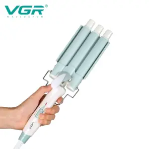 مكواة تجعيد الشعر الاحترافية VGR V-595 بثلاث أسطوانات - لتموجات طبيعية وجذابة