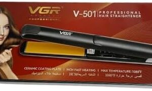 مكواة فرد شعر VGR V-501 الاحترافية - سيراميك، تسخين فائق 1080°F، تحكم حراري رقمي، تصميم أنيق مع حقيبة جلدية