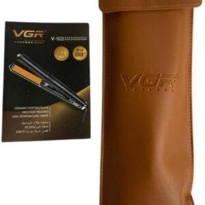 مكواة فرد شعر VGR V-502 الاحترافية - سيراميك رطبة وجافة بتقنية الأشعة تحت الحمراء، تحكم رقمي 1080°F، تصميم مضاد للحروق، مثالية للسفر، لون أسود/فضي