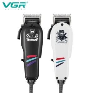 ماكينة حلاقة VGR V-129 السلكية الاحترافية - شفرات ستانلس ستيل، ضوضاء منخفضة، سلك 2.5 متر، تصميم أنيق مع ملحقات كاملة