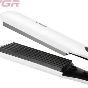 مكواة تمويج وتكثيف الشعر الاحترافية VGR V-557 - سيراميك، 7 أسنان، شاشة LED، أبيض
