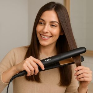 مكواة فرد شعر VGR V-501 الاحترافية - سيراميك، تسخين فائق 1080°F، تحكم حراري رقمي، تصميم أنيق مع حقيبة جلدية فاخرة