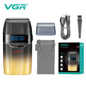 ماكينة تنعيم VGR V-308 الاحترافية للرجال - 2 في 1 جافة ورطبة، شفرات تيتانيوم مزدوجة، محرك 9000 RPM، مقاومة للماء IPX7، شاشة LED