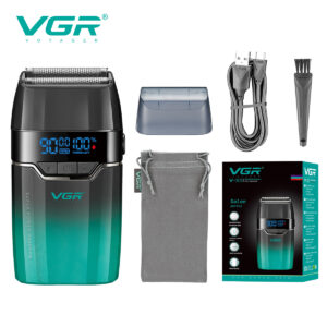 ماكينة تنعيم VGR V-308 الاحترافية للرجال - 2 في 1 جافة ورطبة، شفرات تيتانيوم مزدوجة، محرك 9000 RPM، مقاومة للماء IPX7، شاشة LED