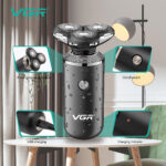 ماكينة حلاقة VGR V-317 اللاسلكية للذقن - رأس دوار ثلاثي الأبعاد، حلاقة رطبة وجافة، مقاومة للماء IPX6، شحن USB