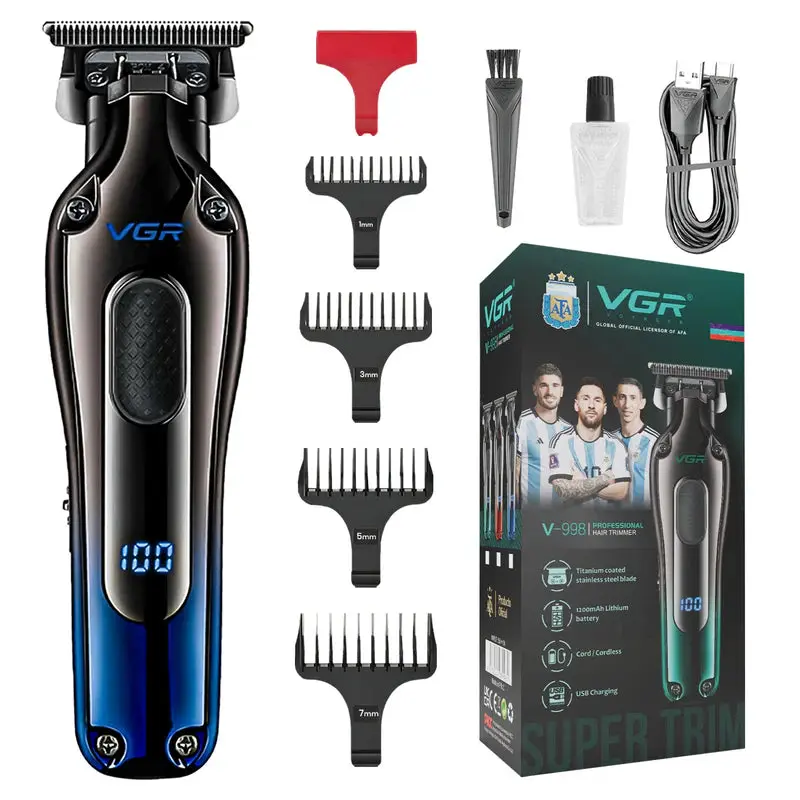 Vgr_V-998-Professional-Cordcordless-Hair-Trimmer-For-Men-Jpg.webp ماكينة حلاقة شعر وذقن احترافية سلكية/لاسلكية للرجال Vgr V-998 - الصورة 1