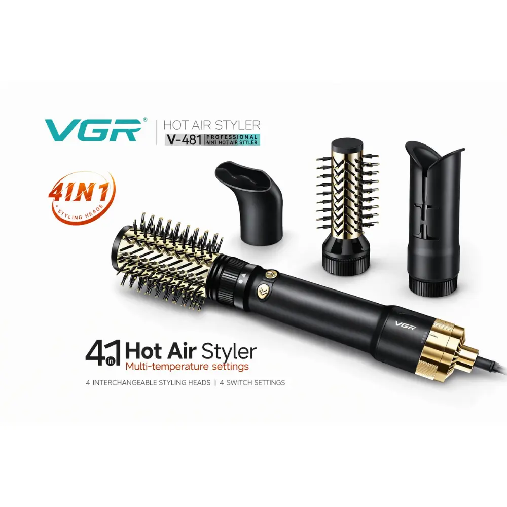 Vgr-V-481-4In1-Hot-Air-Styler-Png.webp فرشاة ومجفف شعر 4 في 1 دوارة إحترافية Vgr V-481 - الصورة 1