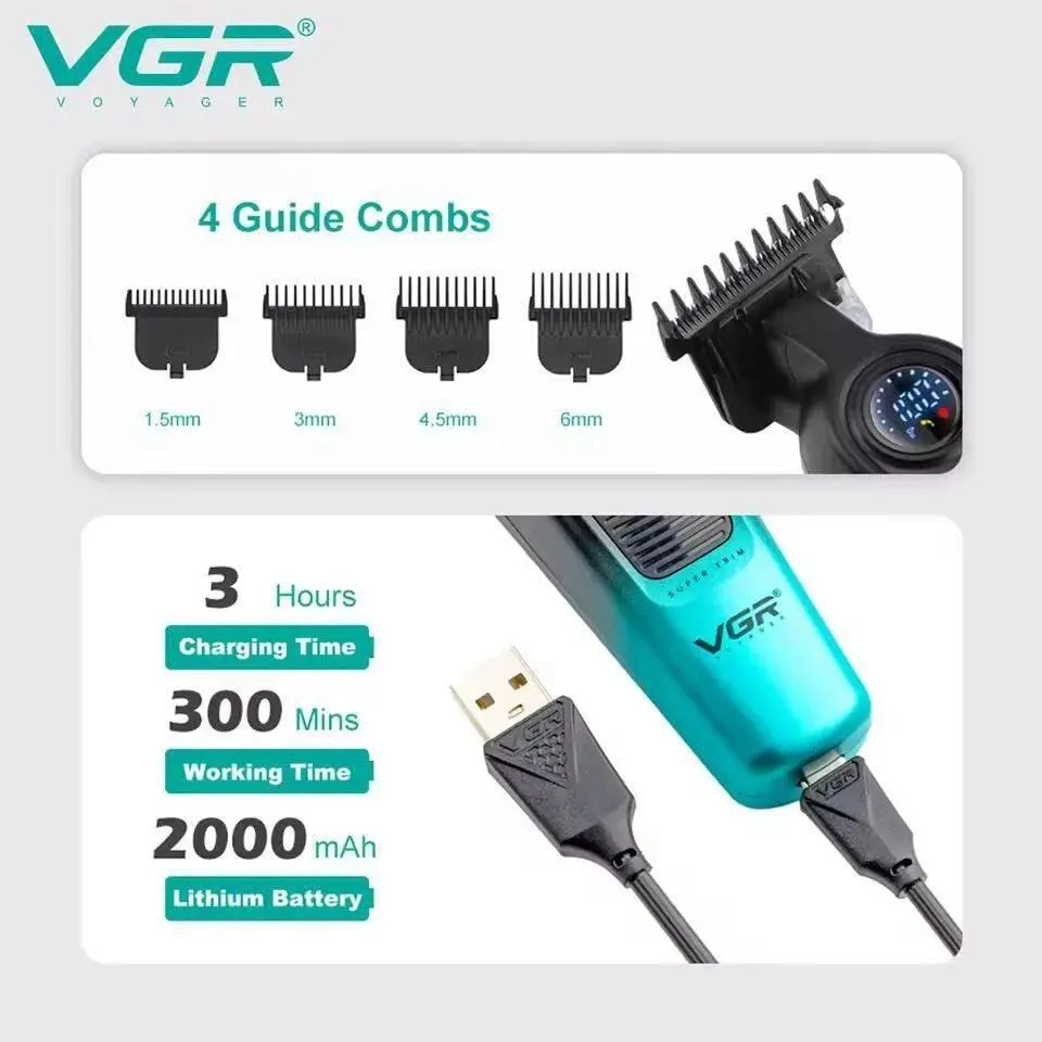 ⁦Vgr مجموعة حلاقة 2 في 1 بشفرات ستانلس ستيل V-196+V-996 Gold⁩ - الصورة ⁦2⁩
