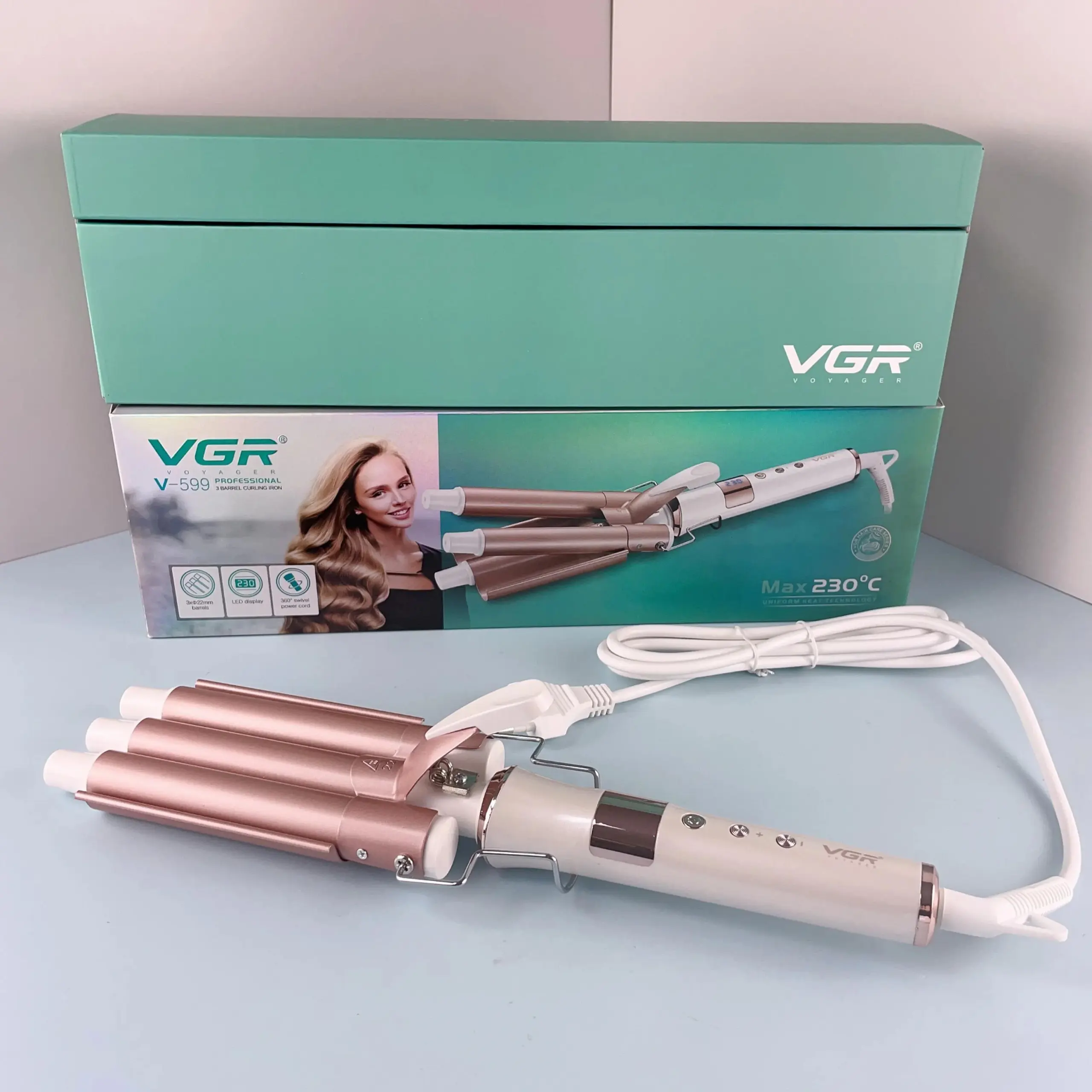 ⁦Vgr مكواة ويفي احترافية 3 أسطوانات 230° مئوية V-599⁩ - الصورة ⁦4⁩
