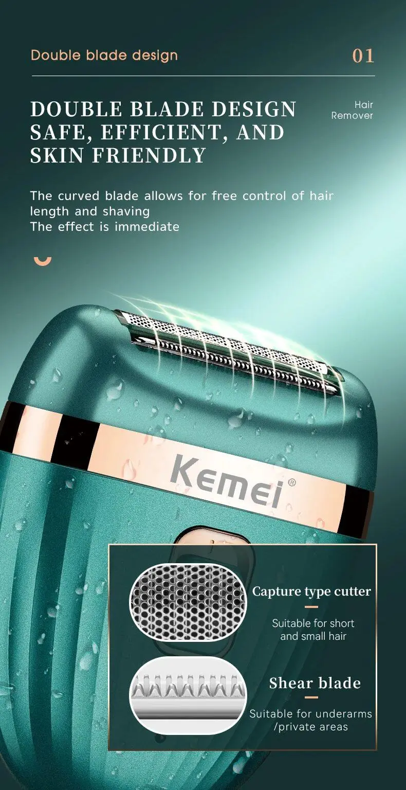 ⁦ماكينة إزالة شعر نسائية Kemei Km-393⁩ - الصورة ⁦8⁩