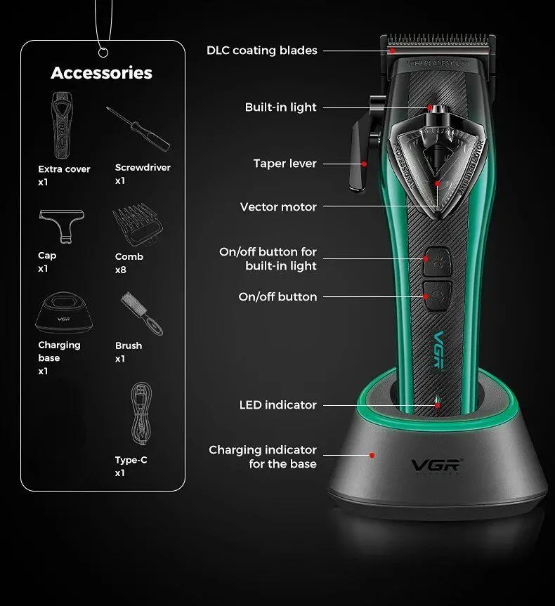 ⁦Vgr ماكينة قص شعر محرك فيكتور V-883C⁩ - الصورة ⁦3⁩