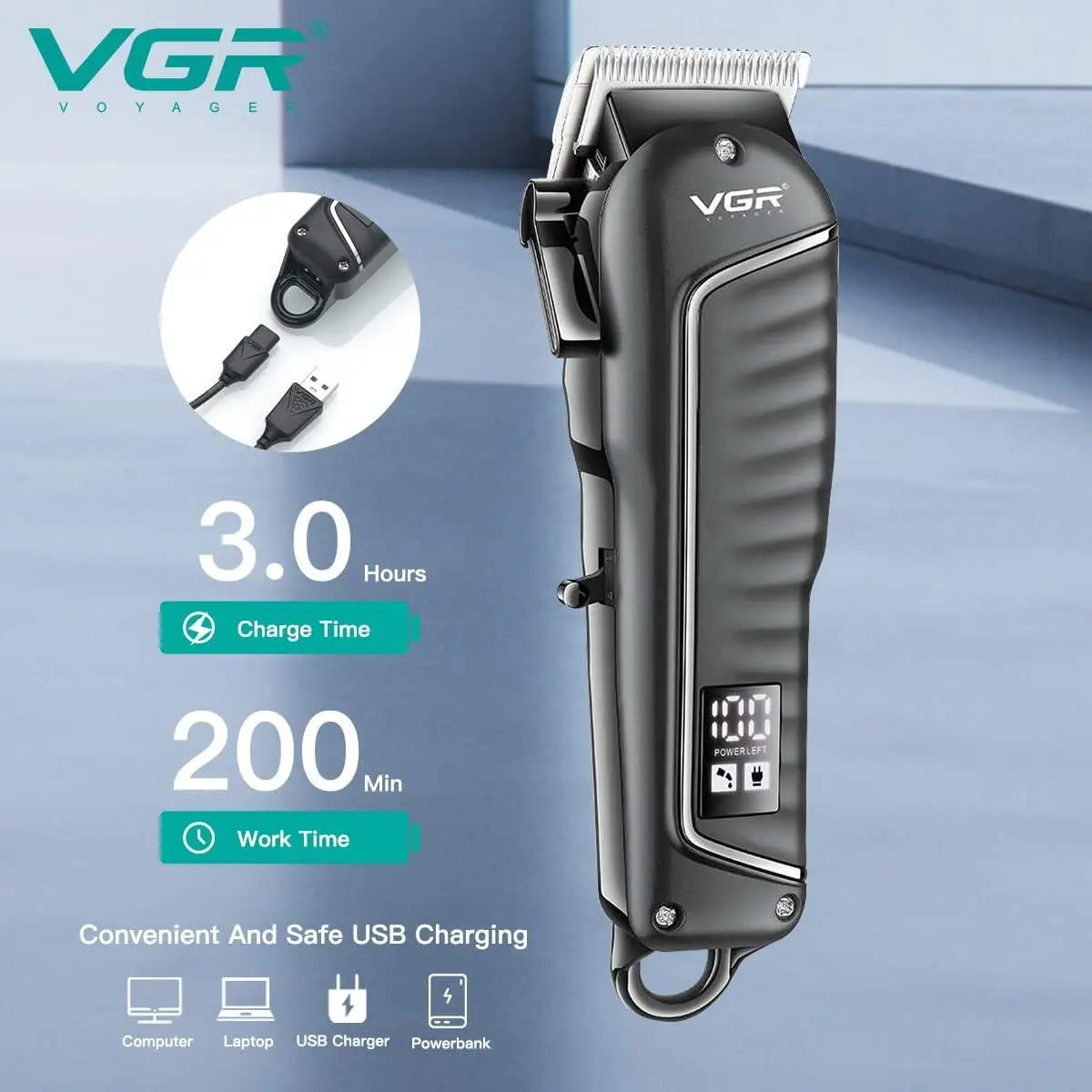 731905Dda105622E5371D64765Ef388B-Jpg.webp Vgr Voyager ماكينة حلاقة احترافية تعمل 200 دقيقة V-683 - الصورة 1