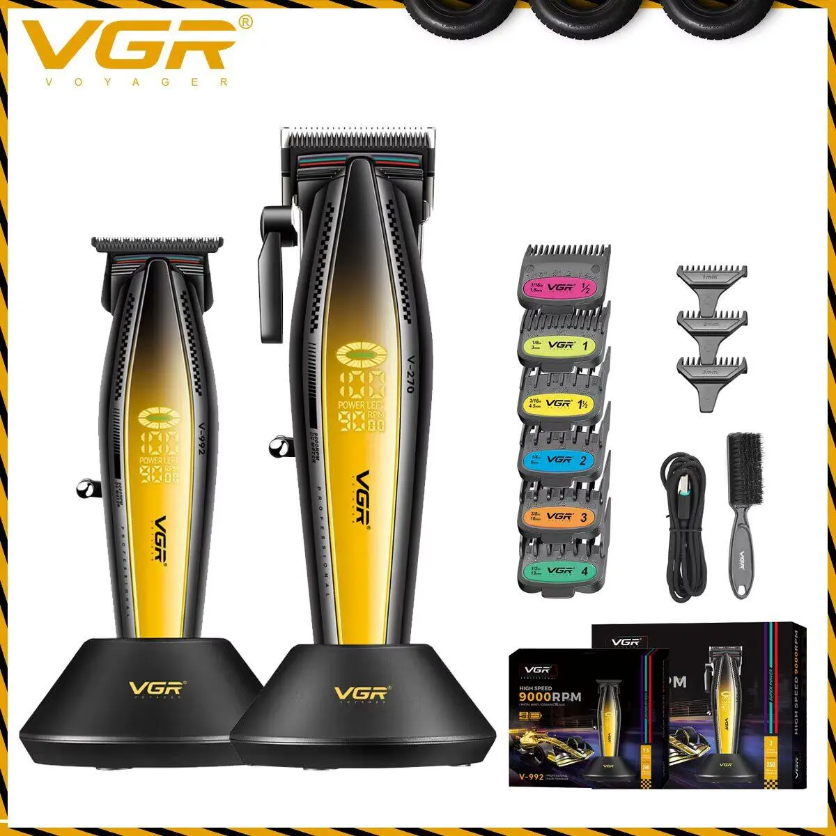 ⁦Vgr مجموعة ماكينات حلاقة الشعر الاحترافية V-270 + V-992⁩ - الصورة ⁦2⁩