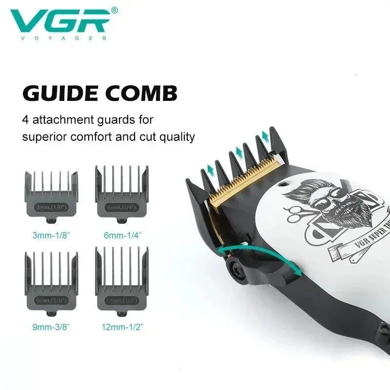 ⁦Vgr ماكينة قص الشعر شاشة Led شحن Usb V-699+V-971⁩ - الصورة ⁦7⁩