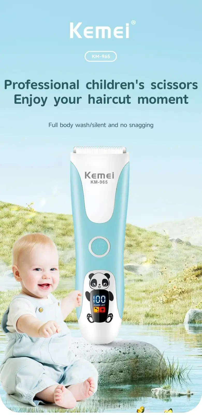 ⁦Kemei ماكينة قص شعر للأطفال بشفط الشعر Km-965⁩ - الصورة ⁦7⁩