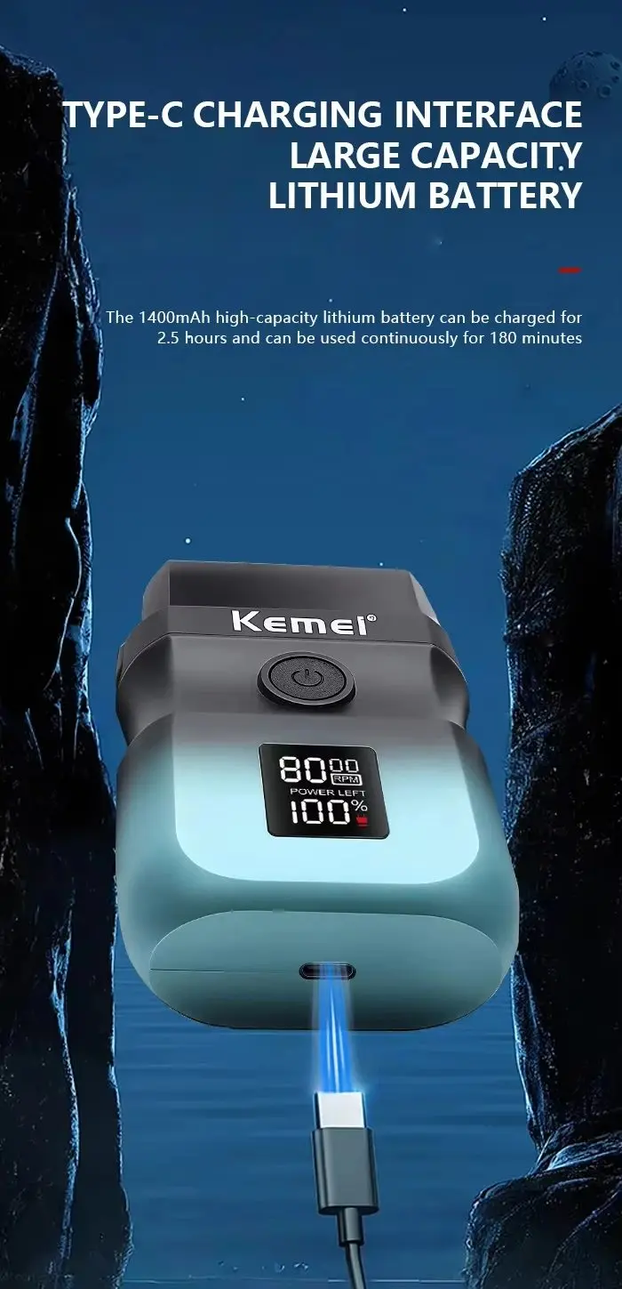 ⁦Kemei ماكينة حلاقة لاسلكية بشاشة ذكية T420⁩ - الصورة ⁦8⁩