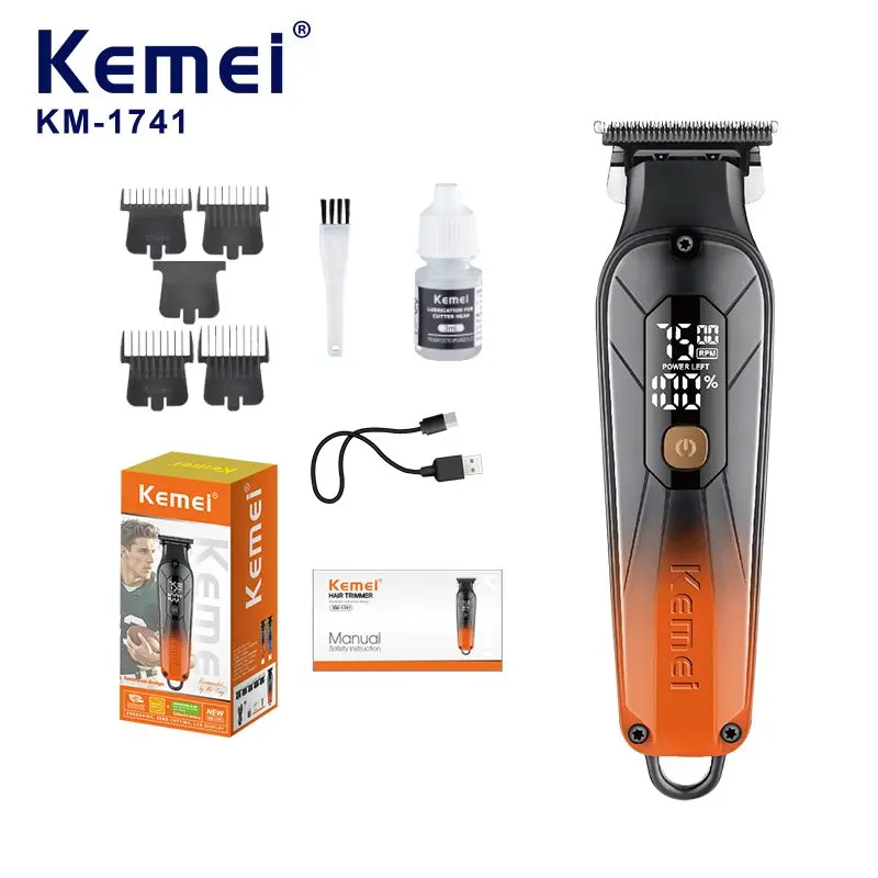 ⁦ماكينة حلاقة كهرباء Kemei Km-1741 بطارية 1200Mah ستانلس ستيل⁩ - الصورة ⁦2⁩