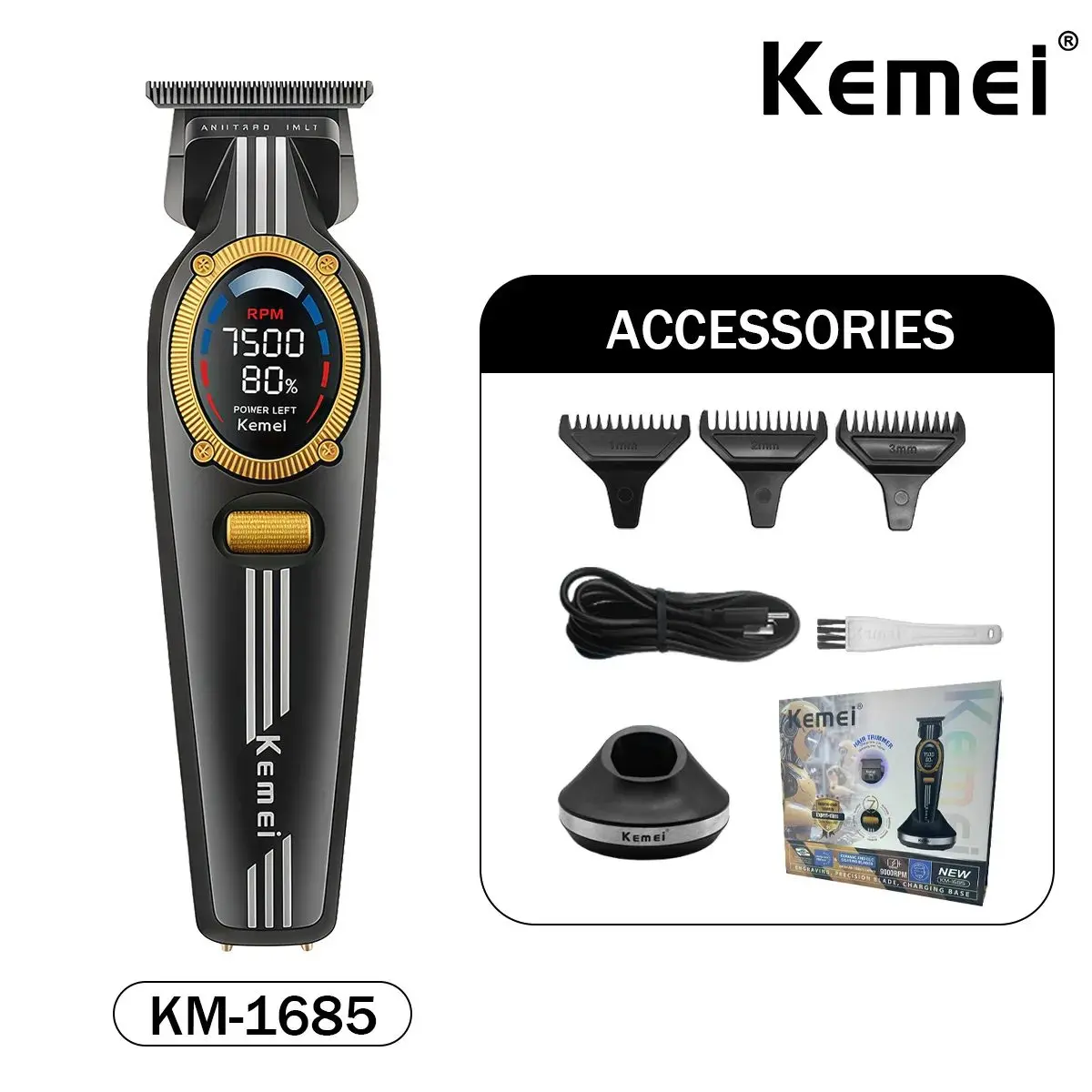 ⁦Kemei 1692+1685 ماكينة حلاقة ثنائي احترافي⁩ - الصورة ⁦8⁩