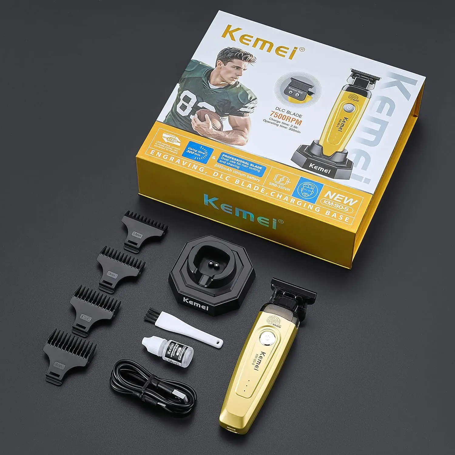 ⁦Kemei ماكينة تشذيب لاسلكية احترافية 7500 Rpm Km-90-5⁩ - الصورة ⁦6⁩