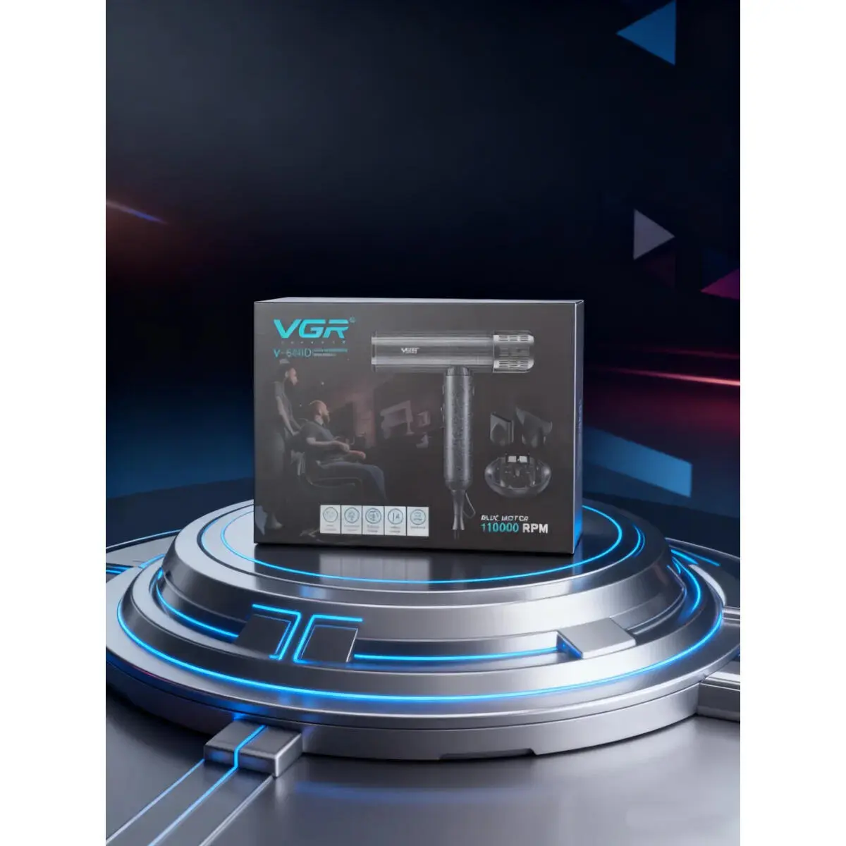 ⁦Vgr مجفف شعر احترافي محرك بدون فرش 110000 دورة V-640Hd⁩ - الصورة ⁦6⁩