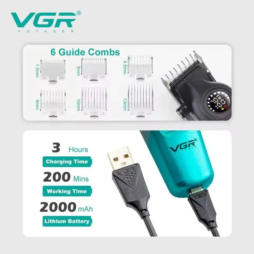⁦Vgr مجموعة حلاقة 2 في 1 بشفرات ستانلس ستيل V-196+V-996 Gold⁩ - الصورة ⁦3⁩