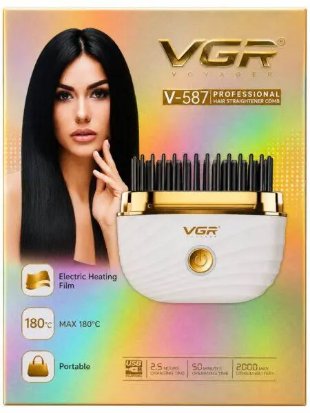 ⁦Vgr مشط مكواة شعر لاسلكي V-587⁩ - الصورة ⁦3⁩