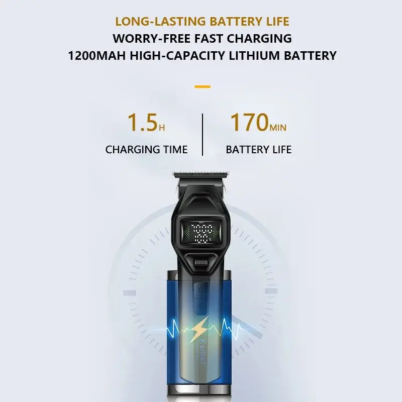 ⁦Kemei Km-2155 ماكينة حلاقة وتشذيب كهربائية لاسلكية لتشذيب الشعر واللحية والتحديد ورسم الخطوط بدقة⁩ - الصورة ⁦6⁩