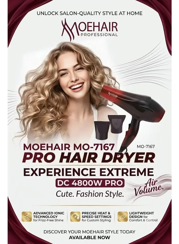 ⁦موهير Mo-7167 استشوار ومجفف شعر لتجفيف الشعر وتصفيفه بسرعة⁩ - الصورة ⁦2⁩