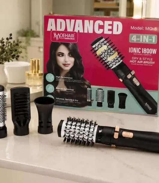 ⁦Moehair Mo-8 مصفف شعر هواء ساخن 4 في 1 لتجفيف وفرد وتجعيد الشعر وزيادة كثافته فرشاة موهير Mo-8⁩ - الصورة ⁦2⁩