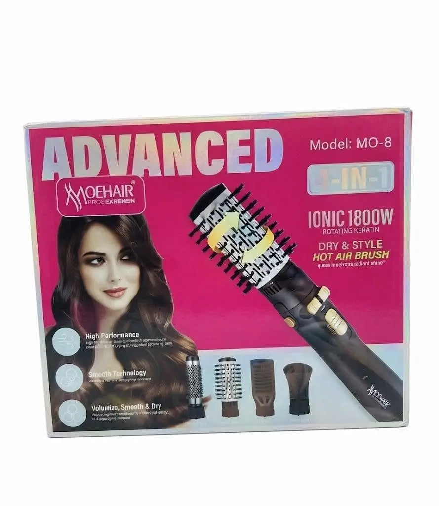 ⁦Moehair Mo-8 مصفف شعر هواء ساخن 4 في 1 لتجفيف وفرد وتجعيد الشعر وزيادة كثافته فرشاة موهير Mo-8⁩ - الصورة ⁦3⁩