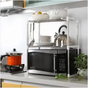 استاند ومنظم الميكرويف وحامل أدوات المطبخ من الاستانلس ستيل Microwave Rack