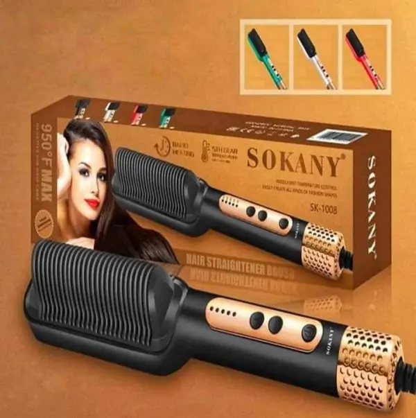 مشط الشعر الحراري سوكاني 950 فهرنهايت فرشة لفرد الشعر Sokany Sk-1008